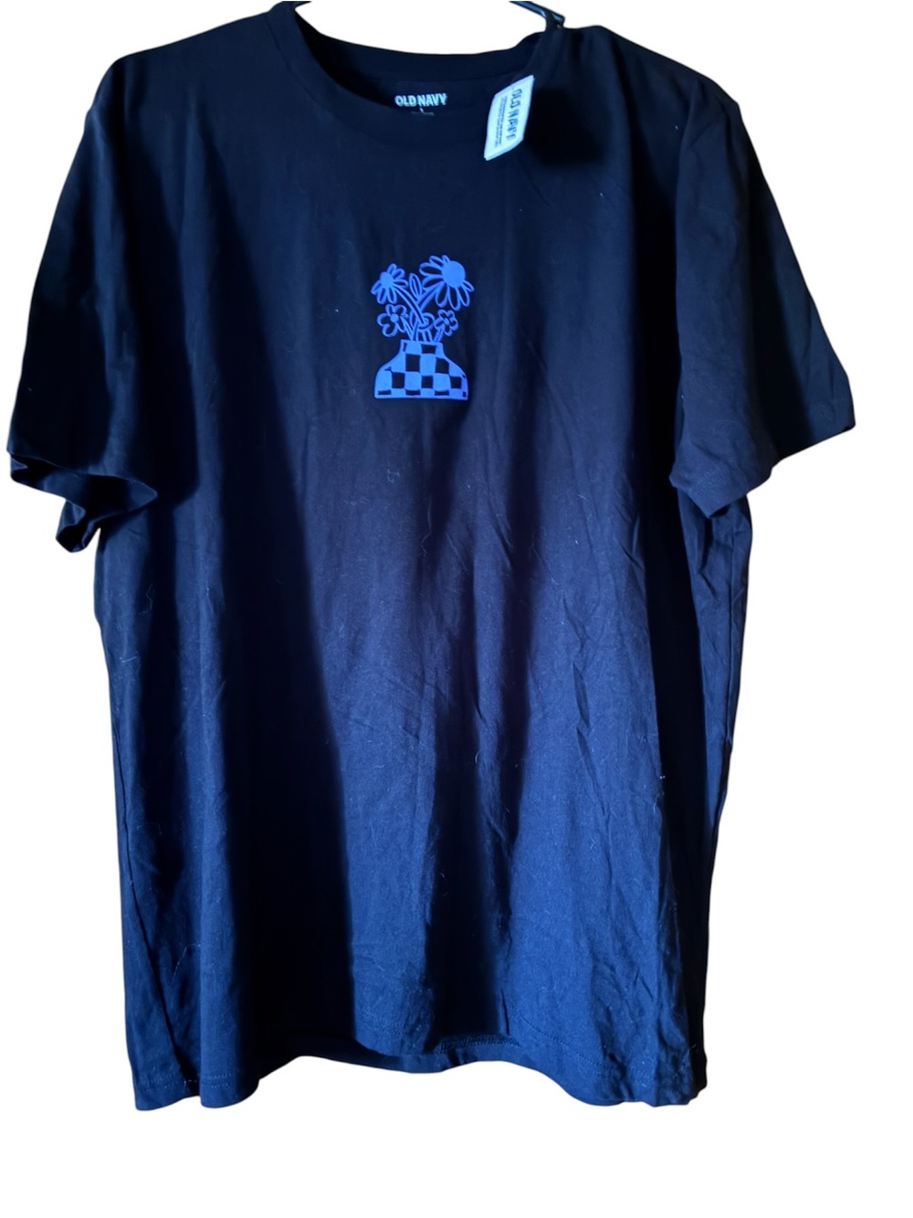 NWT Old Navy Navy Blue Graphic Tee "Keep It Fresh" Floral Vase Mens Large